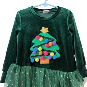 Green Christmas Tree top with Tulle top 4T